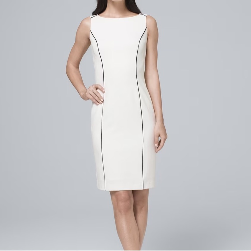 White House Black Market Honey Dobby Piped Sheath Dress